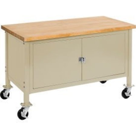 GLOBAL EQUIPMENT Mobile Cabinet Workbench - Maple Square Edge, 72"W x 30"D, Tan 249206TN